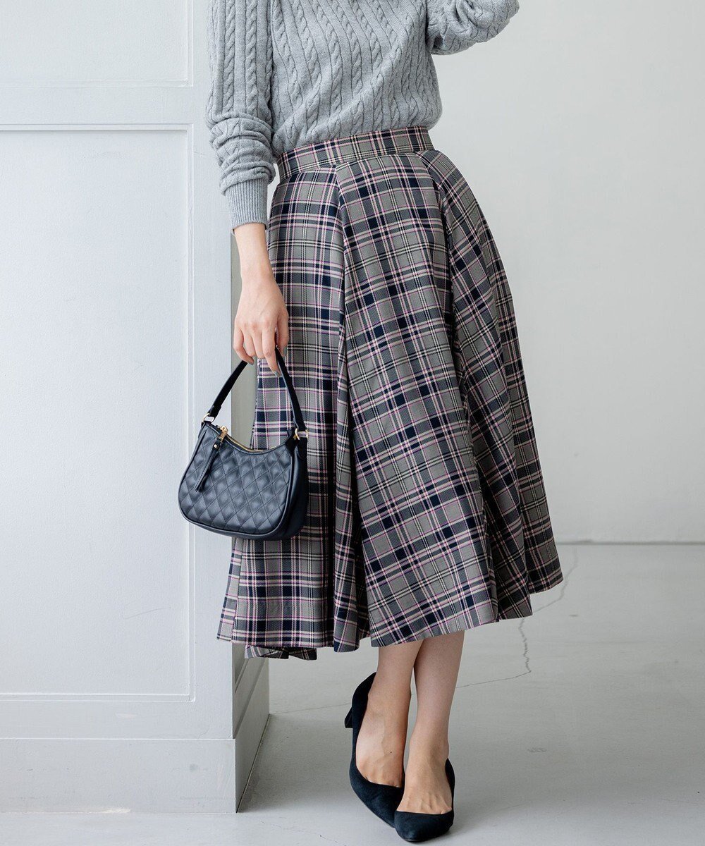 【組曲/KUMIKYOKU】のシアーツイルチェック フレアスカート 人気、トレンドファッション・服の通販 founy(ファニー) ファッション Fashion レディースファッション Fashion for Women スカート Skirts Aライン・フレアスカート A-Line & Flared Skirts キュプラ Cupro, Eco Fabric チェック Check, Plaid, Tartan ドレープ Drape, Draping Fabric ハイネック High Neck, Mock Neck パターン Pattern, Design Print フレア Flare, Flared A/W・秋冬 Autumn/Winter エレガント 上品 Elegant other-1|ID: prp329100004745932 ipo3291000000034311170