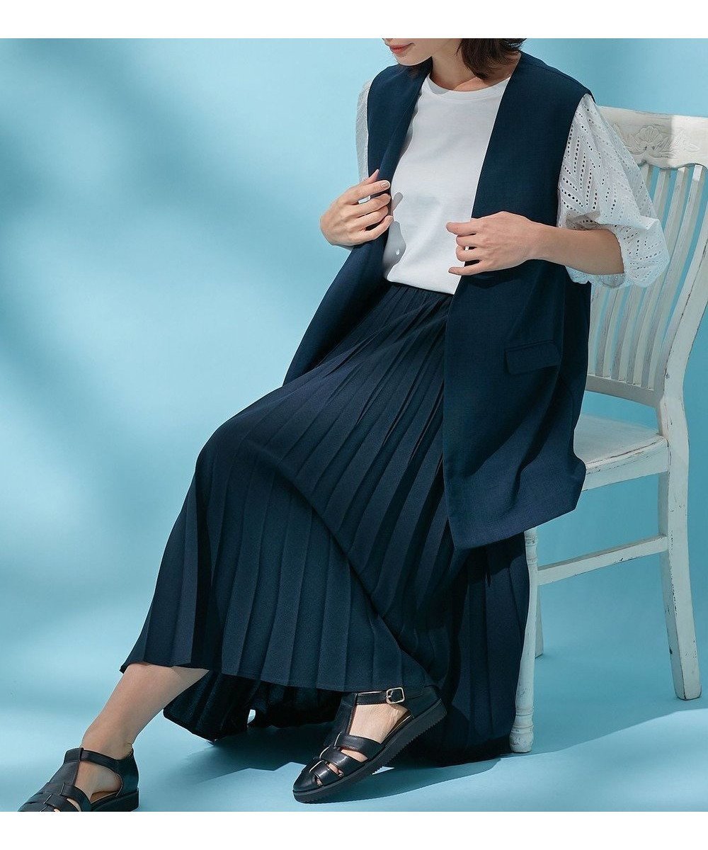 【エニー/ANY】の【洗濯機可能/ウエストゴム/UVケア/接触冷感】リネンライクエアーヴィンテージ プリーツスカート インテリア・キッズ・メンズ・レディースファッション・服の通販 founy(ファニー) ファッション Fashion レディースファッション Fashion for Women スカート Skirts プリーツスカート / 上品フェミニンスタイル Pleated Skirts セットアップ Set-Up, Coordinated Outfit フレア Flare, Flared プリーツ Pleats, Pleated リネン Linen, Linen Fabric 夏 Summer 春 Spring S/S・春夏 SS, Spring/Summer, Warm Season ネイビー|ID: prp329100004746033 ipo3291000000034311936
