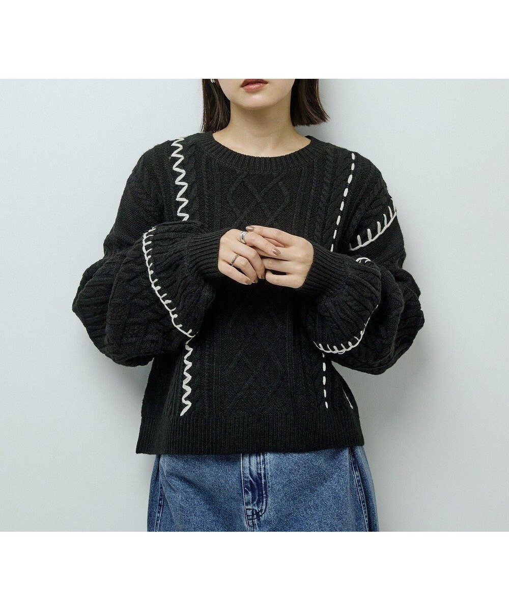 【グリーンパークス/Green Parks】の・ELENCARE DUE ハンドステッチケーブルニッ インテリア・キッズ・メンズ・レディースファッション・服の通販 founy(ファニー) ファッション Fashion レディースファッション Fashion for Women トップス・カットソー Cut & Sew Tops ニット Knit Tops & Sweaters おすすめ Recommended / Our Picks ショルダー Shoulder, Shoulder Strap セーター Sweater, Knitwear トレンド Trend, Trending Now ドロップ Drop Shoulder, Dropped Style ハンド Hand, Handmade バランス Balance, Style Balance フォルム Silhouette, Form ボトム Bottoms, Lower Wear ポケット Pocket, Pocket Detail 今季 This Season, Current Season A/W・秋冬 Autumn/Winter Black|ID: prp329100004746079 ipo3291000000034312197
