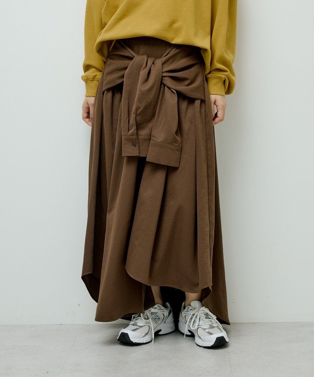 【グリーンパークス/Green Parks】の・ELENCARE DUE 袖付デザインスカート インテリア・キッズ・メンズ・レディースファッション・服の通販 founy(ファニー) ファッション Fashion レディースファッション Fashion for Women スカート Skirts おすすめ Recommended / Our Picks アシンメトリー Asymmetrical Style ギャザー Gathered, Ruffled トレンド Trend, Trending Now フレア Flare, Flared ヘムライン Hemline, Bottom Cut ポケット Pocket, Pocket Detail A/W・秋冬 Autumn/Winter Brown|ID: prp329100004746084 ipo3291000000034312213
