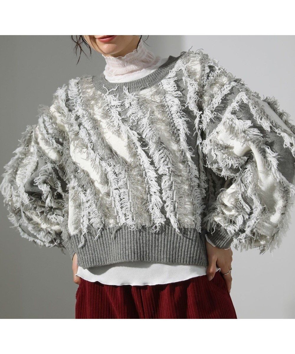 【グリーンパークス/Green Parks】の・ELENCARE DUE フリンジジャカードニット インテリア・キッズ・メンズ・レディースファッション・服の通販 founy(ファニー) ファッション Fashion レディースファッション Fashion for Women トップス・カットソー Cut & Sew Tops ニット Knit Tops & Sweaters おすすめ Recommended / Our Picks シンプル Simple, Minimal セーター Sweater, Knitwear フォルム Silhouette, Form ベーシック Basic, Essential ボトム Bottoms, Lower Wear ポケット Pocket, Pocket Detail A/W・秋冬 Autumn/Winter Gray|ID: prp329100004746087 ipo3291000000034312227