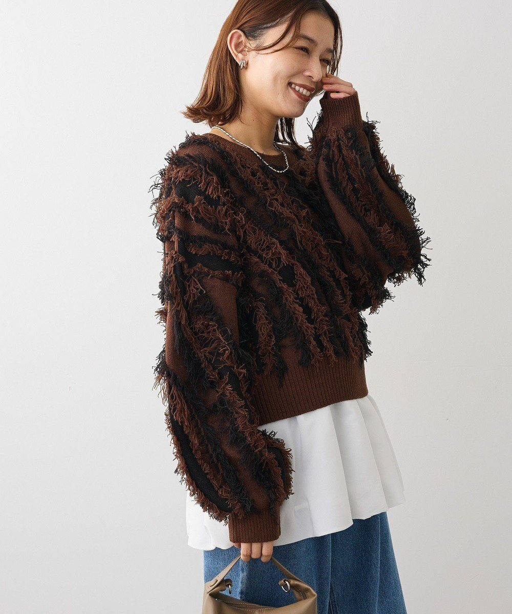 【グリーンパークス/Green Parks】の・ELENCARE DUE フリンジジャカードニット インテリア・キッズ・メンズ・レディースファッション・服の通販 founy(ファニー) ファッション Fashion レディースファッション Fashion for Women トップス・カットソー Cut & Sew Tops ニット Knit Tops & Sweaters おすすめ Recommended / Our Picks シンプル Simple, Minimal セーター Sweater, Knitwear フォルム Silhouette, Form ベーシック Basic, Essential ボトム Bottoms, Lower Wear ポケット Pocket, Pocket Detail A/W・秋冬 Autumn/Winter Brown|ID: prp329100004746087 ipo3291000000034312229