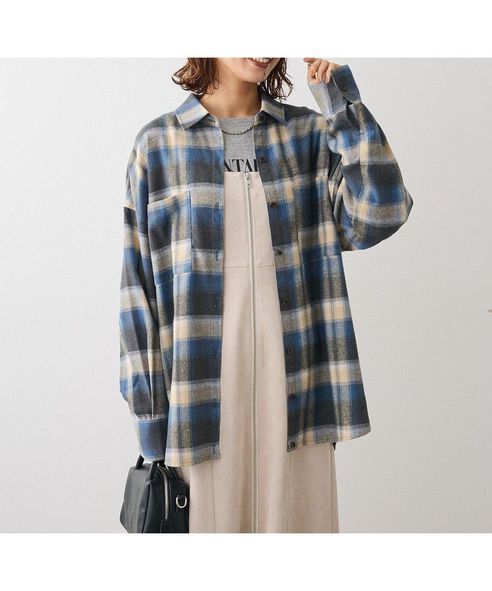 【グリーンパークス/Green Parks】の・ELENCARE DUE 2wayチェックビックシャツ インテリア・キッズ・メンズ・レディースファッション・服の通販 founy(ファニー) ファッション Fashion レディースファッション Fashion for Women ワンピース Dresses チュニック Tunic Tops & Dresses グラデーション Gradient, Ombre チェック Check, Plaid, Tartan チュニック Tunic, Long Top ビッグ Big, Oversized ブラウジング Blouson Silhouette, Cinched Waist ボトム Bottoms, Lower Wear ポケット Pocket, Pocket Detail A/W・秋冬 Autumn/Winter Blue|ID: prp329100004746094 ipo3291000000034312261