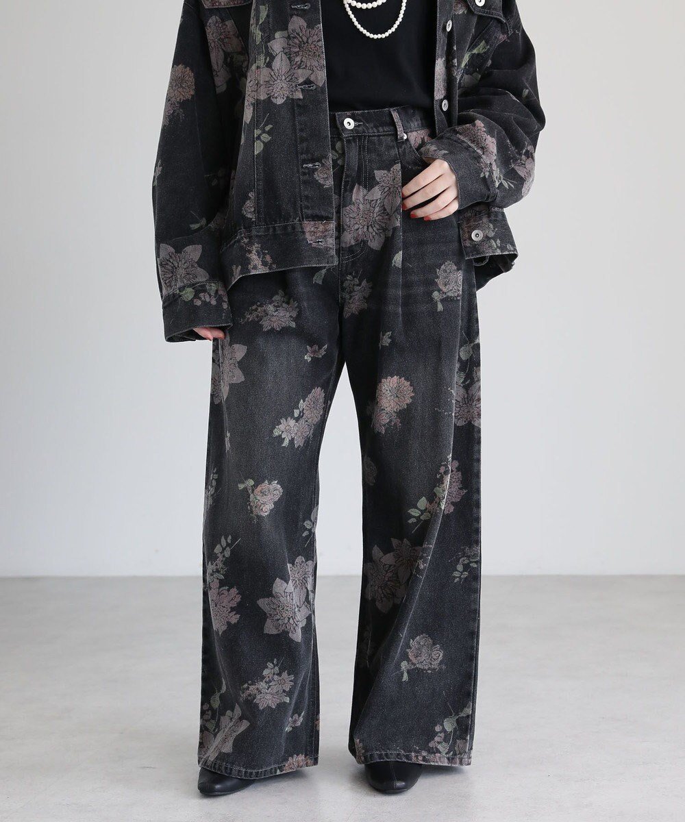 【グリーンパークス/Green Parks】の・SUGAR SPOON フラワーptデニムパンツ 人気、トレンドファッション・服の通販 founy(ファニー) 　ファッション　Fashion　レディースファッション　Fashion for Women　パンツ　Pants & Trousers　デニムパンツ・ジーンズ・美脚デニム　Denim Jeans & Pants　シンプル　Simple, Minimal　ジャケット　Jacket, Outerwear　セットアップ　Set-Up, Coordinated Outfit　デニム　Denim, Jeans Material　フォルム　Silhouette, Form　フラワー　Flower, Floral　プリント　Print, Printed Pattern　ポケット　Pocket, Pocket Detail　ワイド　Wide, Wide Fit　ヴィンテージ　Vintage Style　A/W・秋冬　Autumn/Winter　 other-1|ID: prp329100004746102 ipo3291000000034312281