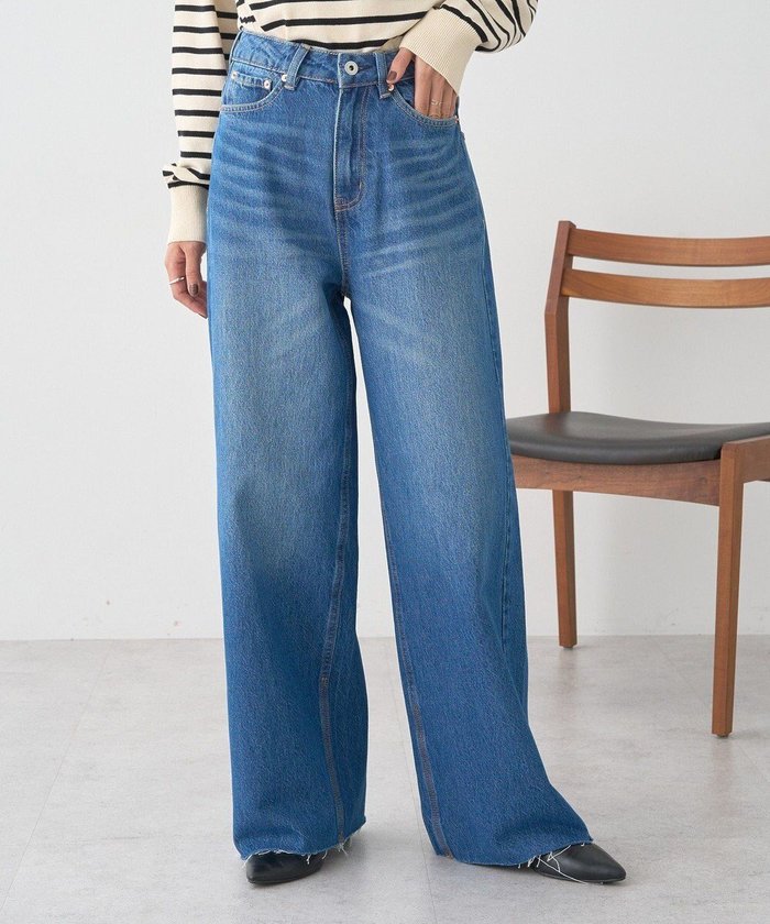 【アースミュージックアンドエコロジー/earth music&ecology】の【セルフカット可】ワイドデニムパンツ インテリア・キッズ・メンズ・レディースファッション・服の通販 founy(ファニー) https://founy.com/ ファッション Fashion レディースファッション Fashion for Women パンツ Pants & Trousers デニムパンツ・ジーンズ・美脚デニム Denim Jeans & Pants おすすめ Recommended / Our Picks カットオフ Cut-Off Design デニム Denim, Jeans Material ロング Long, Long-Length ヴィンテージ Vintage Style 楽ちん Easy Fit, Comfortable A/W・秋冬 Autumn/Winter |ID: prp329100004746169 ipo3291000000034312547