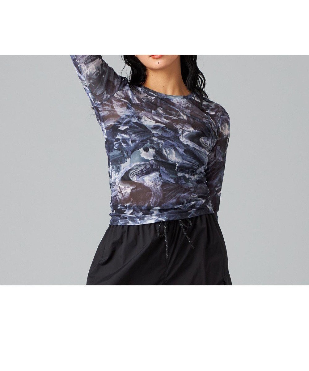 【チャコット/Chacott】のChacott BALANCE EnergyWave メッシュTシャツ インテリア・キッズ・メンズ・レディースファッション・服の通販 founy(ファニー) 　ファッション　Fashion　レディースファッション　Fashion for Women　トップス・カットソー　Cut & Sew Tops　シャツ・ブラウス・オフィスカジュアル　Elegant Blouses & Button-Ups　ロングTシャツ・Tシャツ　Longline T-Shirts & Tees　シンプル　Simple, Minimal　ストレッチ　Stretch, Stretchy Fabric　トレンド　Trend, Trending Now　プリント　Print, Printed Pattern　メッシュ　Mesh, Net Fabric　2025年　2025　2025-2026秋冬・A/W　Autumn/Winter 2025–26 AW25–26　ネイビープリント|ID: prp329100004746191 ipo3291000000034312670
