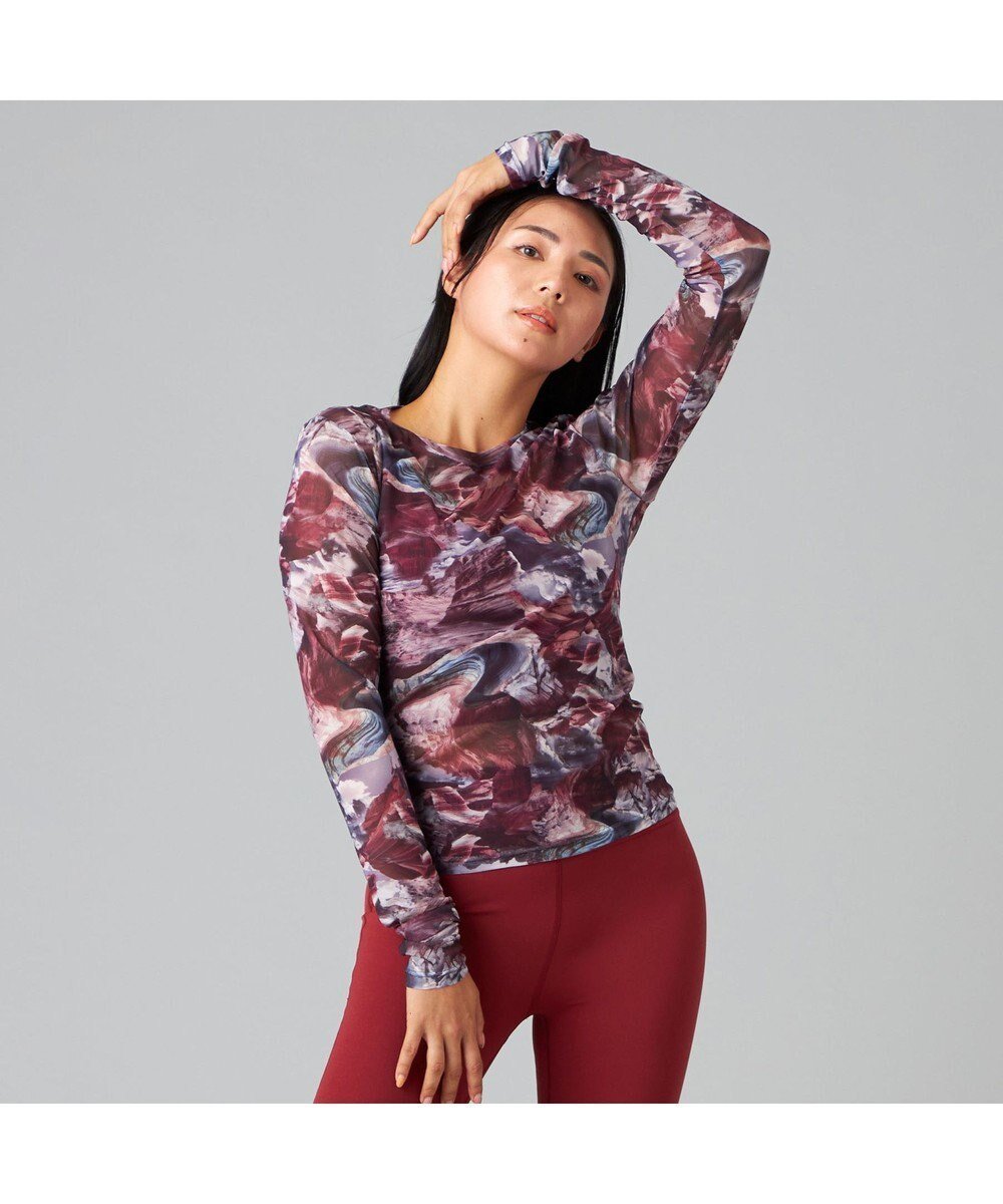 【チャコット/Chacott】のChacott BALANCE EnergyWave メッシュTシャツ インテリア・キッズ・メンズ・レディースファッション・服の通販 founy(ファニー) 　ファッション　Fashion　レディースファッション　Fashion for Women　トップス・カットソー　Cut & Sew Tops　シャツ・ブラウス・オフィスカジュアル　Elegant Blouses & Button-Ups　ロングTシャツ・Tシャツ　Longline T-Shirts & Tees　シンプル　Simple, Minimal　ストレッチ　Stretch, Stretchy Fabric　トレンド　Trend, Trending Now　プリント　Print, Printed Pattern　メッシュ　Mesh, Net Fabric　2025年　2025　2025-2026秋冬・A/W　Autumn/Winter 2025–26 AW25–26　アンティックローズプリント|ID: prp329100004746191 ipo3291000000034312671