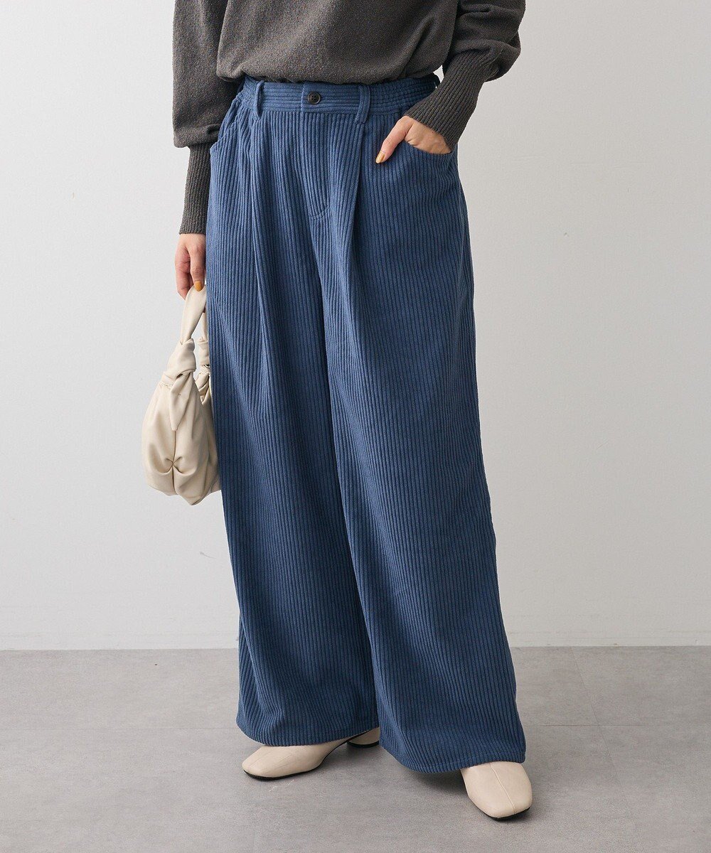 【グリーンパークス/Green Parks】の太畝コーデュロイカラーパンツ インテリア・キッズ・メンズ・レディースファッション・服の通販 founy(ファニー) 　ファッション　Fashion　レディースファッション　Fashion for Women　パンツ　Pants & Trousers　おすすめ　Recommended / Our Picks　コーデュロイ　Corduroy, Cord Fabric　フォルム　Silhouette, Form　ポケット　Pocket, Pocket Detail　ループ　Loop, Loop Knit　ワイド　Wide, Wide Fit　A/W・秋冬　Autumn/Winter　Blue|ID: prp329100004746238 ipo3291000000035395566