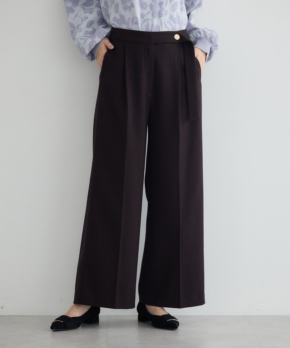 【イェッカ ヴェッカ/YECCA VECCA】の金釦アクセントベルトワイドパンツ インテリア・キッズ・メンズ・レディースファッション・服の通販 founy(ファニー) 　ファッション　Fashion　レディースファッション　Fashion for Women　パンツ　Pants & Trousers　ベルト&ウエストマーク　Belts & Waist Accessories　おすすめ　Recommended / Our Picks　ストレッチ　Stretch, Stretchy Fabric　ツイル　Twist, Twisted Detail　フィット　Fit, Slim Fit　ポケット　Pocket, Pocket Detail　ワイド　Wide, Wide Fit　A/W・秋冬　Autumn/Winter　Dark Brown|ID: prp329100004746243 ipo3291000000035627390