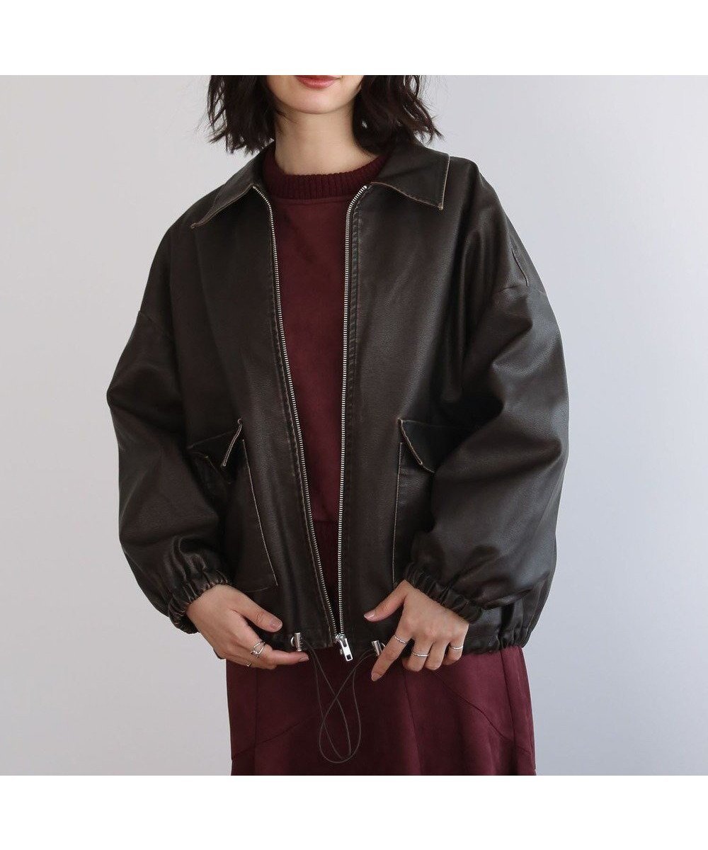 【グリーンパークス/Green Parks】の・ELENCARE DUE フェイクレザーブルゾン インテリア・キッズ・メンズ・レディースファッション・服の通販 founy(ファニー) ファッション Fashion レディースファッション Fashion for Women アウター Coat / Outerwear Collection レディースジャケット・軽アウター Jackets ブルゾンジャケット・スポーティアウター Blouson Jackets ギャザー Gathered, Ruffled クラシカル Classical, Vintage-Inspired ジャケット Jacket, Outerwear スリーブ Sleeve, Long Sleeve / Short Sleeve フェイクレザー Faux Leather, PU Leather フラップ Flap, Flap Pocket ブルゾン Blouson, Bomber Jacket ヘムライン Hemline, Bottom Cut ポケット Pocket, Pocket Detail マニッシュ Mannish, Boyish ヴィンテージ Vintage Style 今季 This Season, Current Season A/W・秋冬 Autumn/Winter Brown|ID: prp329100004746322 ipo3291000000034313356