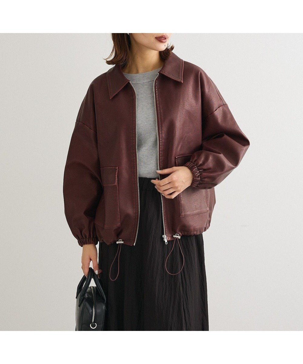 【グリーンパークス/Green Parks】の・ELENCARE DUE フェイクレザーブルゾン インテリア・キッズ・メンズ・レディースファッション・服の通販 founy(ファニー) ファッション Fashion レディースファッション Fashion for Women アウター Coat / Outerwear Collection レディースジャケット・軽アウター Jackets ブルゾンジャケット・スポーティアウター Blouson Jackets ギャザー Gathered, Ruffled クラシカル Classical, Vintage-Inspired ジャケット Jacket, Outerwear スリーブ Sleeve, Long Sleeve / Short Sleeve フェイクレザー Faux Leather, PU Leather フラップ Flap, Flap Pocket ブルゾン Blouson, Bomber Jacket ヘムライン Hemline, Bottom Cut ポケット Pocket, Pocket Detail マニッシュ Mannish, Boyish ヴィンテージ Vintage Style 今季 This Season, Current Season A/W・秋冬 Autumn/Winter Bordeaux|ID: prp329100004746322 ipo3291000000034545154