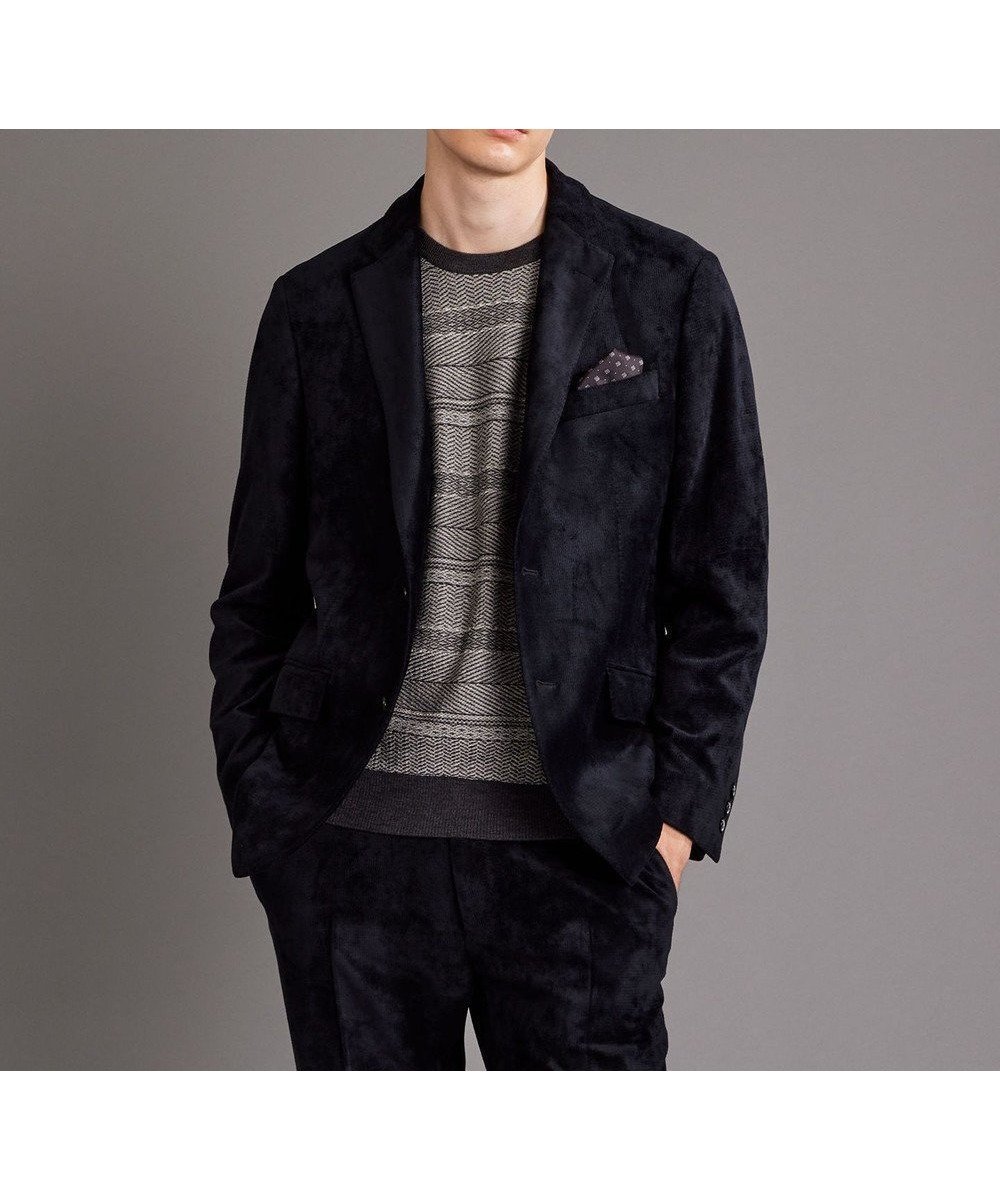 【ジョセフ アブード/JOSEPH ABBOUD / MEN】の【軽量】ブロックベロア ストレッチ ジャケット インテリア・キッズ・メンズ・レディースファッション・服の通販 founy(ファニー) 　ファッション　Fashion　メンズファッション　Fashion for Men　アウター　Men's Coats Outerwear　テーラードジャケット　Tailored Jackets & Blazers　軽量　Lightweight, Ultra Light　シンプル　Simple, Minimal　ジャケット　Jacket, Outerwear　ストレッチ　Stretch, Stretchy Fabric　スマート　Smart, Elegant　センター　Center, Center Line　ダブル　Double, Double-Breasted　ファブリック　Fabric, Textile　フラップ　Flap, Flap Pocket　ブロック　Block, Solid Block Pattern　プリント　Print, Printed Pattern　ベロア　Velour, Soft Velvet　ポケット　Pocket, Pocket Detail　ラッセル　Raschel, Raschel Lace　冬　Winter / This Winter　A/W・秋冬　Autumn/Winter　ブラック系|ID: prp329100004747167 ipo3291000000034322107