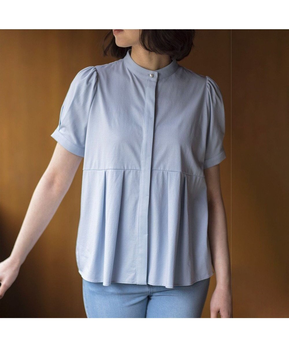 【組曲/KUMIKYOKU】のプレーティング天竺5分袖 カットソー インテリア・キッズ・メンズ・レディースファッション・服の通販 founy(ファニー) ファッション Fashion レディースファッション Fashion for Women トップス・カットソー Cut & Sew Tops シャツ・ブラウス・オフィスカジュアル Elegant Blouses & Button-Ups ロングTシャツ・Tシャツ Longline T-Shirts & Tees カットソー・ベーシックTシャツ Cut-and-Sewn Tops / Stretch Tees & Basics 春 Spring カットソー Cut and Sewn Top カフス Cuff Design パール Pearl, Pearl Accent S/S・春夏 SS, Spring/Summer, Warm Season おすすめ Recommended / Our Picks 夏 Summer サックスブルー系|ID: prp329100004747186 ipo3291000000034322386