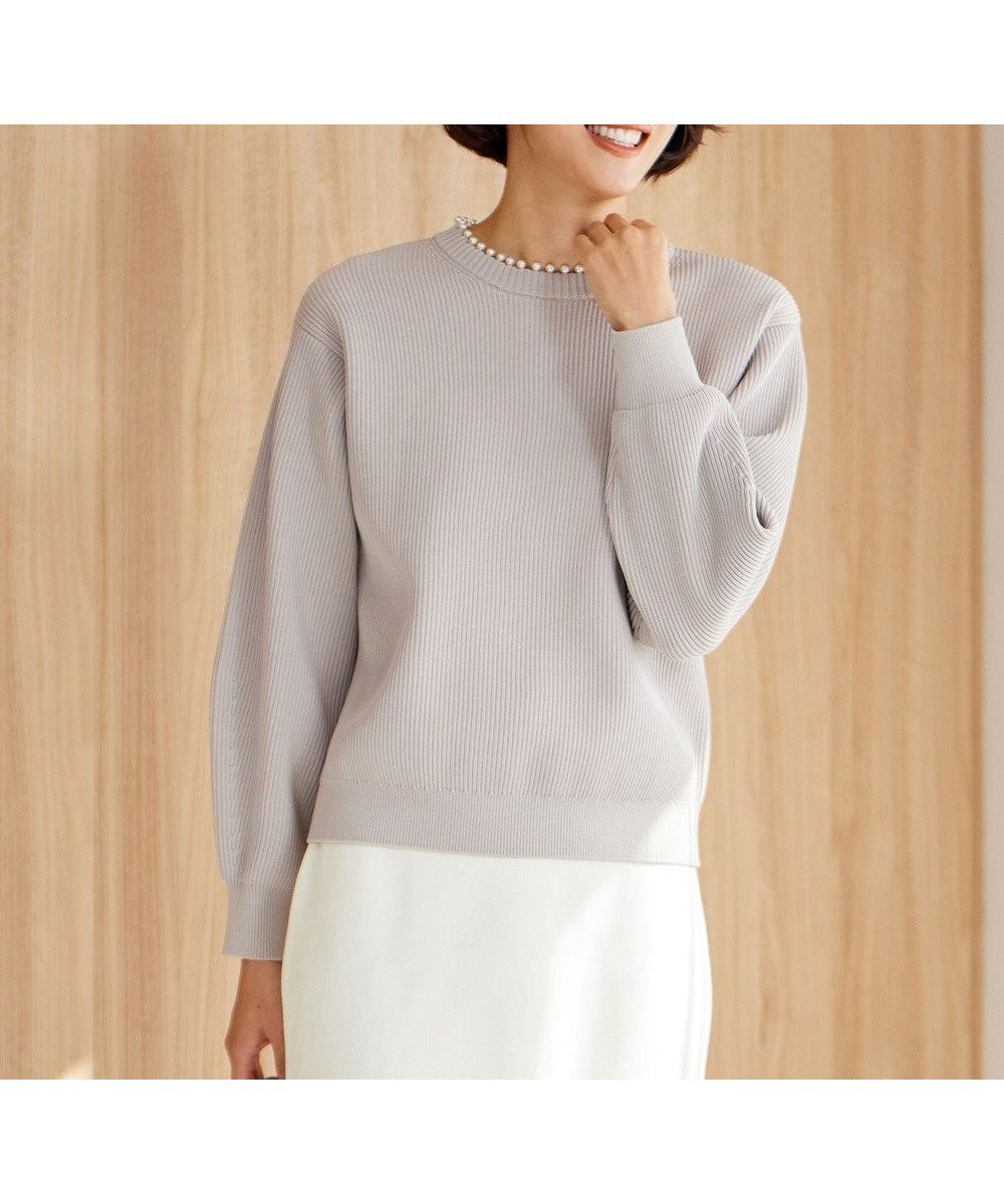 【自由区/JIYU-KU】の【洗える】パールディティール クルーネックニット インテリア・キッズ・メンズ・レディースファッション・服の通販 founy(ファニー) ファッション Fashion レディースファッション Fashion for Women トップス・カットソー Cut & Sew Tops ニット Knit Tops & Sweaters コンパクト Compact, Small Size シンプル Simple, Minimal セーター Sweater, Knitwear フェミニン Feminine, Girly 洗える Machine Washable 畦 Ribbed Knit A/W・秋冬 Autumn/Winter 軽量 Lightweight, Ultra Light ライトグレー系|ID: prp329100004747205 ipo3291000000034322914