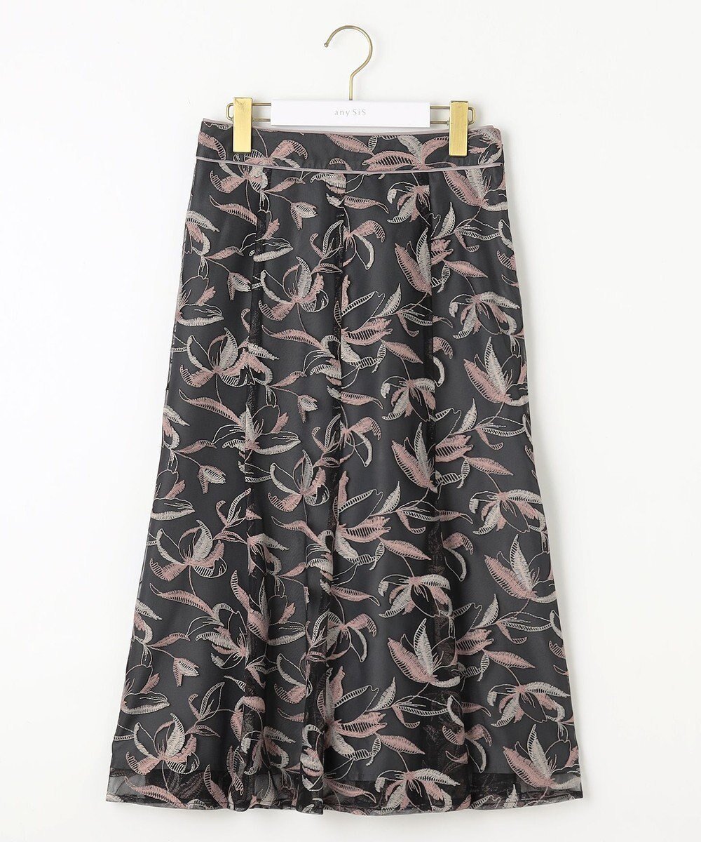 【エニィ スィス/any SiS】の【洗える】バイカラーエンブロイダリー スカート インテリア・キッズ・メンズ・レディースファッション・服の通販 founy(ファニー) ファッション Fashion レディースファッション Fashion for Women スカート Skirts サテン Satin, Glossy Fabric チュール Tulip, Tulip Motif フラワー Flower, Floral フレア Flare, Flared 人気 Popular, Best Seller 洗える Machine Washable A/W・秋冬 Autumn/Winter ブラック系|ID: prp329100004747213 ipo3291000000034323162