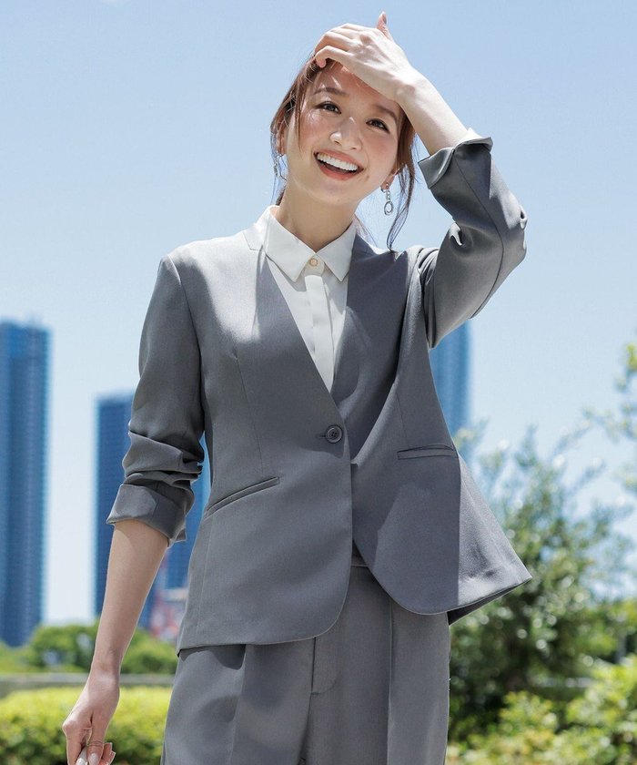 【エニィ スィス/any SiS】の【セットアップ可】イージーケアライト ジャケット インテリア・キッズ・メンズ・レディースファッション・服の通販 founy(ファニー) https://founy.com/ ファッション Fashion レディースファッション Fashion for Women アウター Coat / Outerwear Collection レディースジャケット・軽アウター Jackets ノーカラージャケット / シンプル上品コーデ Collarless Jackets ジャケット Jacket, Outerwear ストレッチ Stretch, Stretchy Fabric スリット Slit, Slit Detail セットアップ Set-Up, Coordinated Outfit ドレープ Drape, Draping Fabric 夏 Summer 定番 Standard, Basic Item A/W・秋冬 Autumn/Winter |ID: prp329100004747216 ipo3291000000034323276