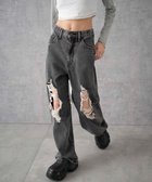 【ウィゴー/WEGO】のヴィンテージウォッシュダメージデニムパンツ ブラックその他|ID: prp329100004747222 ipo3291000000034323472