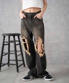 【ウィゴー/WEGO】のヴィンテージウォッシュダメージデニムパンツ ブラック中濃色|ID: prp329100004747222 ipo3291000000034323474