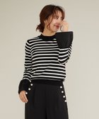 【フェルゥ/Feroux】の【洗える】袖フレアボーダー ニット ブラック系1|ID: prp329100004747223 ipo3291000000034323542