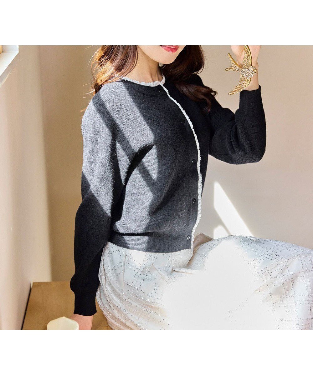【フェルゥ/Feroux】のレーストリム ニット カーディガン インテリア・キッズ・メンズ・レディースファッション・服の通販 founy(ファニー) ファッション Fashion レディースファッション Fashion for Women トップス・カットソー Cut & Sew Tops ニット Knit Tops & Sweaters カーディガン・羽織り Layered Style Cardigans カーディガン Cardigan, Knitwear クラシカル Classical, Vintage-Inspired コンパクト Compact, Small Size シンプル Simple, Minimal ダウン Down, Puffer デニム Denim, Jeans Material バランス Balance, Style Balance フェミニン Feminine, Girly レース Lace, Lace Fabric ロング Long, Long-Length エレガント 上品 Elegant A/W・秋冬 Autumn/Winter ブラック系|ID: prp329100004747242 ipo3291000000034323804