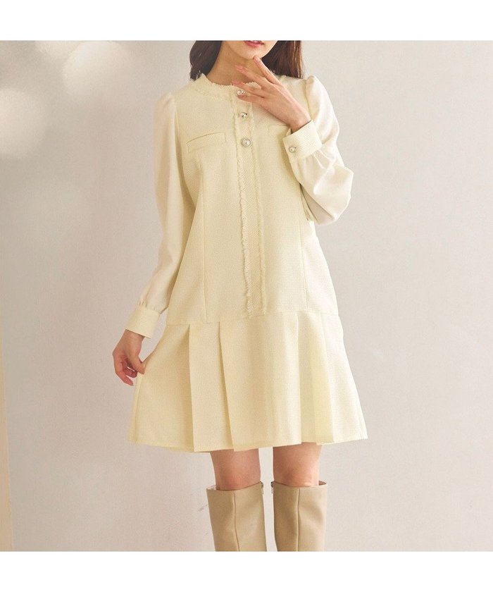 【フェルゥ/Feroux】のツイードミディ ワンピース インテリア・キッズ・メンズ・レディースファッション・服の通販 founy(ファニー) https://founy.com/ ファッション Fashion レディースファッション Fashion for Women ワンピース Dresses カフス Cuff Design ギャザー Gathered, Ruffled コンパクト Compact, Small Size ショート Short, Short Length ジョーゼット Georgette, Semi-Sheer Fabric ツイード Twill, Twill Weave パール Pearl, Pearl Accent フェミニン Feminine, Girly プリーツ Pleats, Pleated ミックス Mix, Mixed Style ロング Long, Long-Length A/W・秋冬 Autumn/Winter おすすめ Recommended / Our Picks エレガント 上品 Elegant ホリデーシーズン Holiday Season |ID: prp329100004747246 ipo3291000000034323846