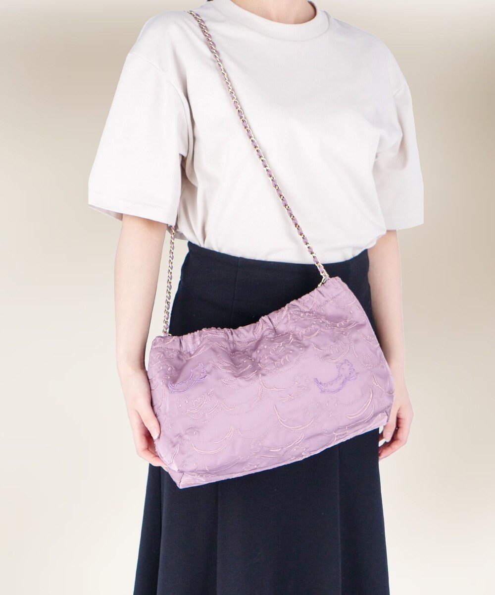 【ツモリチサト キャリー/tsumori chisato CARRY】のなみねこししゅう ショルダーバッグ インテリア・キッズ・メンズ・レディースファッション・服の通販 founy(ファニー) 　ファッション　Fashion　レディースファッション　Fashion for Women　バッグ　Bags　新作・新入荷　New Arrivals / New In　ギャザー　Gathered, Ruffled　ショルダー　Shoulder, Shoulder Strap　チェーン　Chain, Chain Strap　ネコ　Cat, Feline Motif　バランス　Balance, Style Balance　ラベンダー|ID: prp329100004747258 ipo3291000000034323963