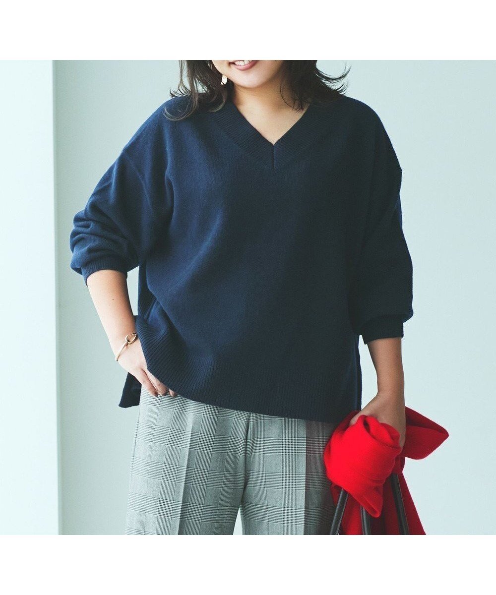 【アンフィーロ 自由区/UNFILO】の【野呂佳代さん着用】カシミヤブレンド Vネックニット インテリア・キッズ・メンズ・レディースファッション・服の通販 founy(ファニー) 　ファッション　Fashion　レディースファッション　Fashion for Women　トップス・カットソー　Cut & Sew Tops　ニット　Knit Tops & Sweaters　Vネックトップス　V-Neck Tops / V-Cut Neckline Shirts　ウォッシャブル　Machine Washable　シンプル　Simple, Minimal　セーター　Sweater, Knitwear　リラックス　Relax, Relaxed Fit　A/W・秋冬　Autumn/Winter　ネイビー|ID: prp329100004747290 ipo3291000000034556927