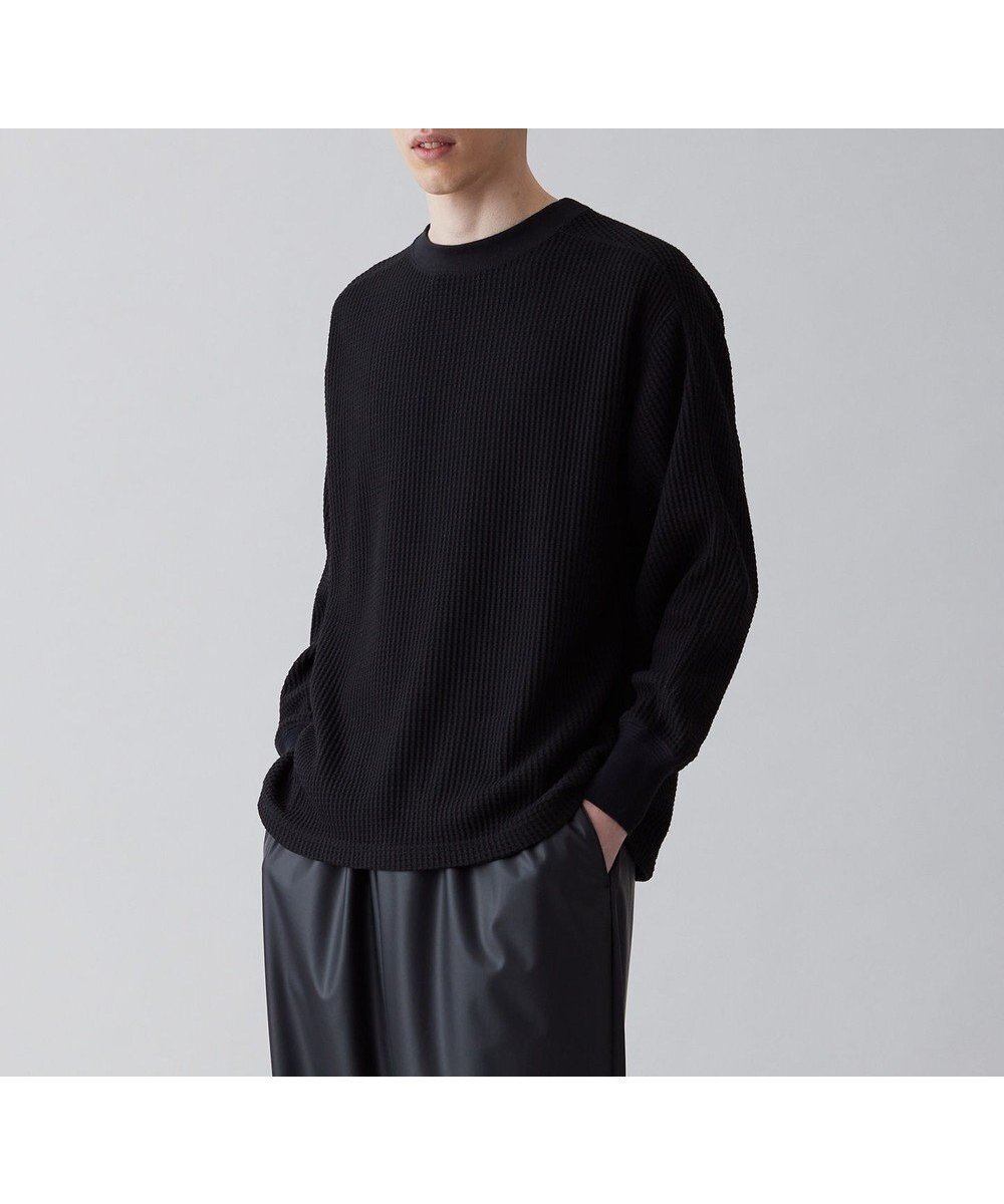 【アンフィーロ/UNFILO / MEN】のイージーケア ワッフル クルーネック 23年春夏商品 インテリア・キッズ・メンズ・レディースファッション・服の通販 founy(ファニー) 　ファッション　Fashion　メンズファッション　Fashion for Men　トップス・カットソー　Cut & Sew Tops　メンズシャツ　Shirts　カットソー　Cut and Sewn Top　ワッフル　Waffle, Waffle Knit　ワーク　Workwear, Utility Style　エレガント 上品　Elegant　夏　Summer　抗菌　Antibacterial, Bacteria-Resistant　春　Spring　S/S・春夏　SS, Spring/Summer, Warm Season　ブラック|ID: prp329100004748619 ipo3291000000034337670
