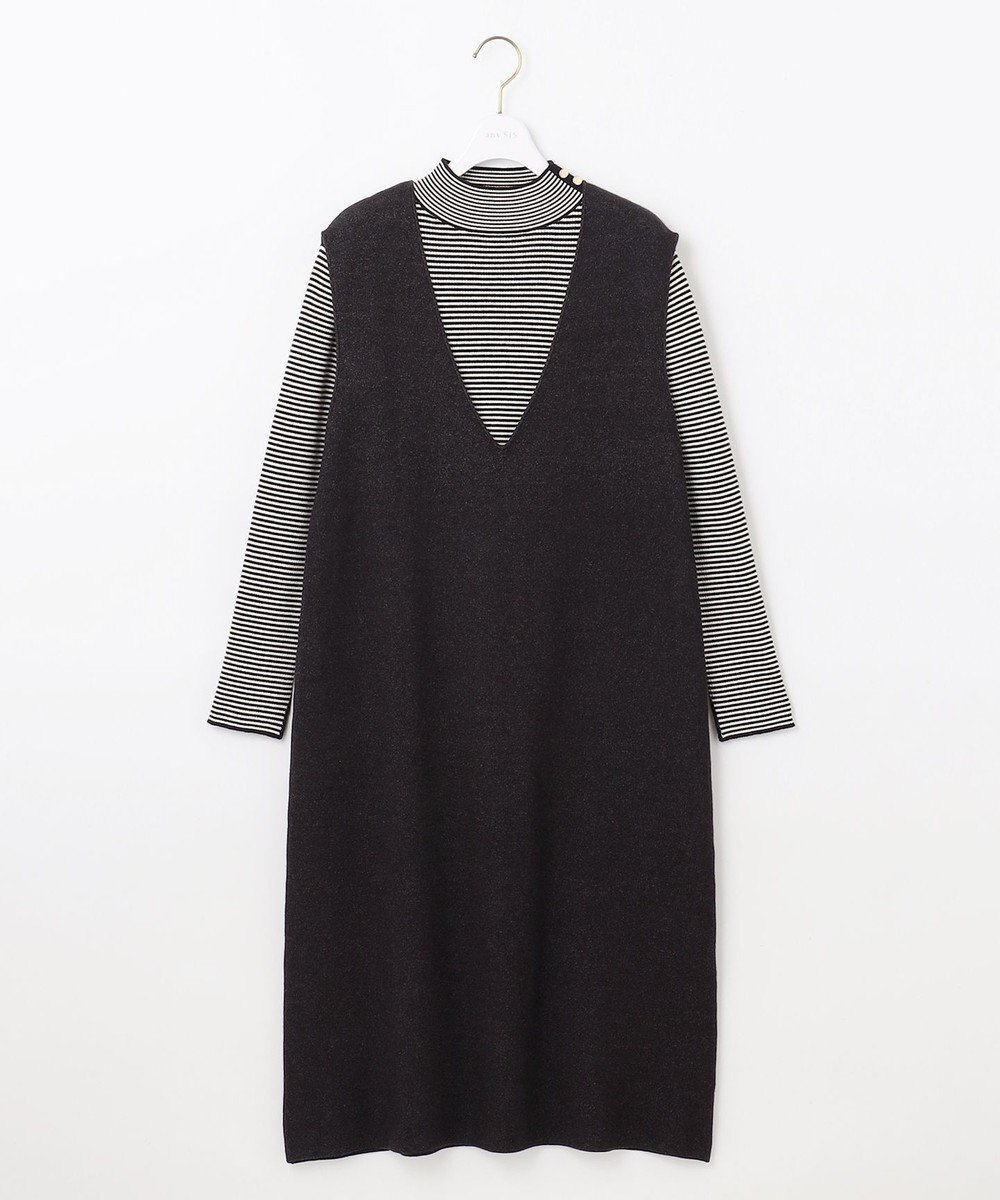 【エニィ スィス/any SiS】の【大人百花掲載 ヨンアさん着用】2SET ニットジャンスカ セット インテリア・キッズ・メンズ・レディースファッション・服の通販 founy(ファニー) ファッション Fashion レディースファッション Fashion for Women スカート Skirts インナー Innerwear ハイネック High Neck, Mock Neck ベーシック Basic, Essential エレガント 上品 Elegant 今季 This Season, Current Season 楽ちん Easy Fit, Comfortable A/W・秋冬 Autumn/Winter 雑誌 Magazine, Fashion Magazine グレー×ブラックボーダー|ID: prp329100004748649 ipo3291000000034338024