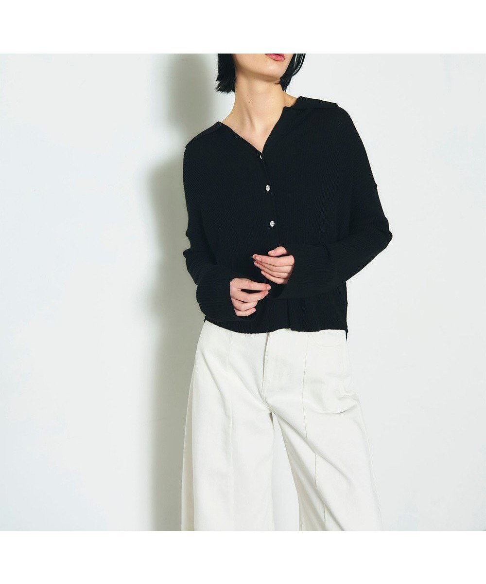 【グレース コンチネンタル/GRACE CONTINENTAL】のスラブリブシャツニットトップ インテリア・キッズ・メンズ・レディースファッション・服の通販 founy(ファニー) ファッション Fashion レディースファッション Fashion for Women トップス・カットソー Cut & Sew Tops ニット Knit Tops & Sweaters シャツ・ブラウス・オフィスカジュアル Elegant Blouses & Button-Ups セーター Sweater, Knitwear トレンド Trend, Trending Now エレガント 上品 Elegant 夏 Summer 春 Spring S/S・春夏 SS, Spring/Summer, Warm Season ブラック|ID: prp329100004748652 ipo3291000000034338068