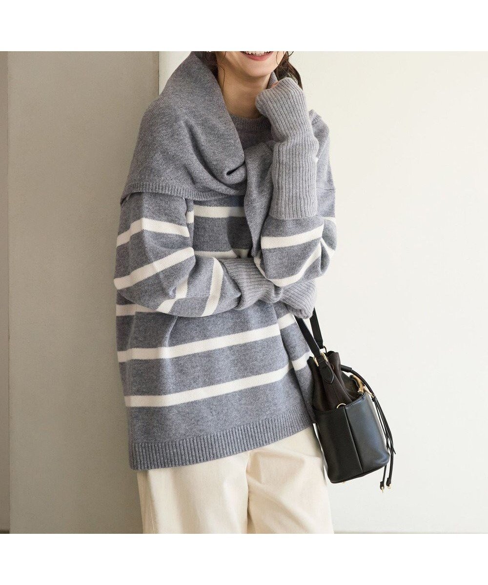 【23区/NIJYUSANKU】の【SLOW/一部店舗限定】ソフトウール ボーダー ニット インテリア・キッズ・メンズ・レディースファッション・服の通販 founy(ファニー) ファッション Fashion レディースファッション Fashion for Women トップス・カットソー Cut & Sew Tops ニット Knit Tops & Sweaters イタリア Italy ショート Short, Short Length ストール Stole, Wrap セーター Sweater, Knitwear トレンド Trend, Trending Now なめらか Smooth, Silky Texture ボーダー Border, Stripe リラックス Relax, Relaxed Fit A/W・秋冬 Autumn/Winter エレガント 上品 Elegant 2025年 2025 2025-2026秋冬・A/W Autumn/Winter 2025–26 AW25–26 ライトグレーボーダー|ID: prp329100004748691 ipo3291000000035387605