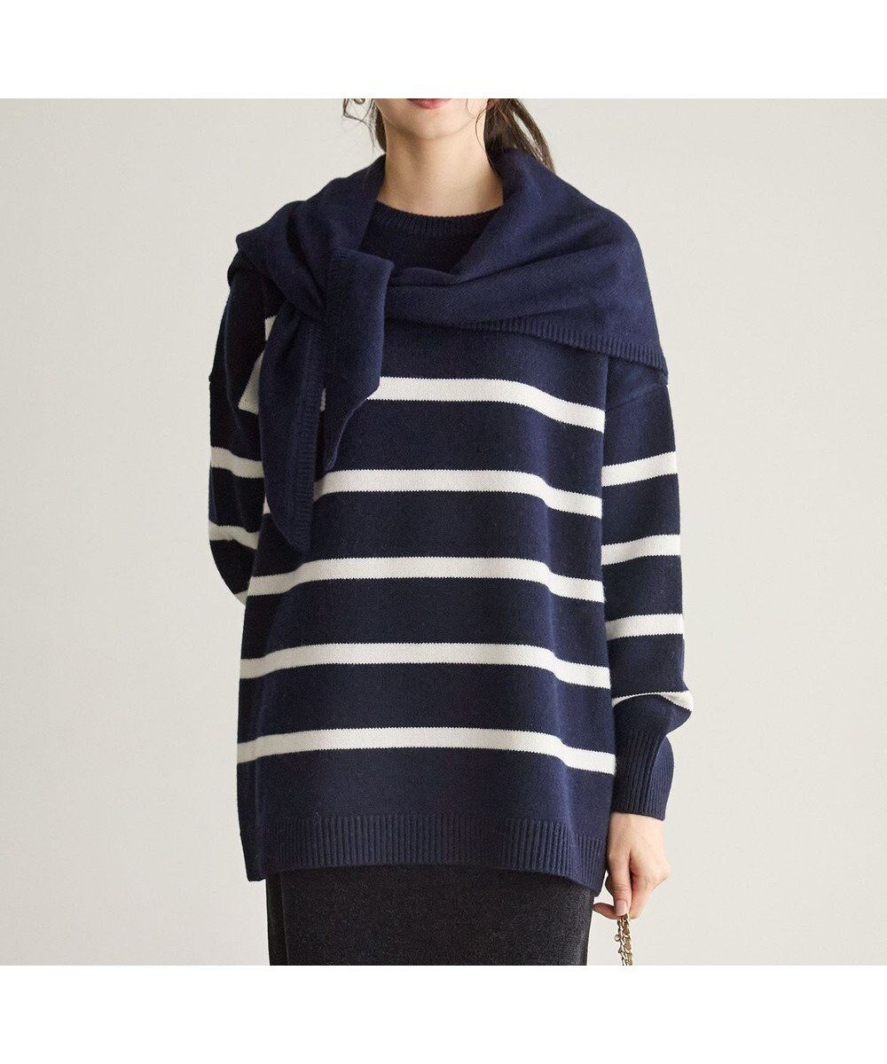 【23区/NIJYUSANKU】の【SLOW/一部店舗限定】ソフトウール ボーダー ニット インテリア・キッズ・メンズ・レディースファッション・服の通販 founy(ファニー) ファッション Fashion レディースファッション Fashion for Women トップス・カットソー Cut & Sew Tops ニット Knit Tops & Sweaters イタリア Italy ショート Short, Short Length ストール Stole, Wrap セーター Sweater, Knitwear トレンド Trend, Trending Now なめらか Smooth, Silky Texture ボーダー Border, Stripe リラックス Relax, Relaxed Fit A/W・秋冬 Autumn/Winter エレガント 上品 Elegant 2025年 2025 2025-2026秋冬・A/W Autumn/Winter 2025–26 AW25–26 ネイビーボーダー|ID: prp329100004748691 ipo3291000000035387609