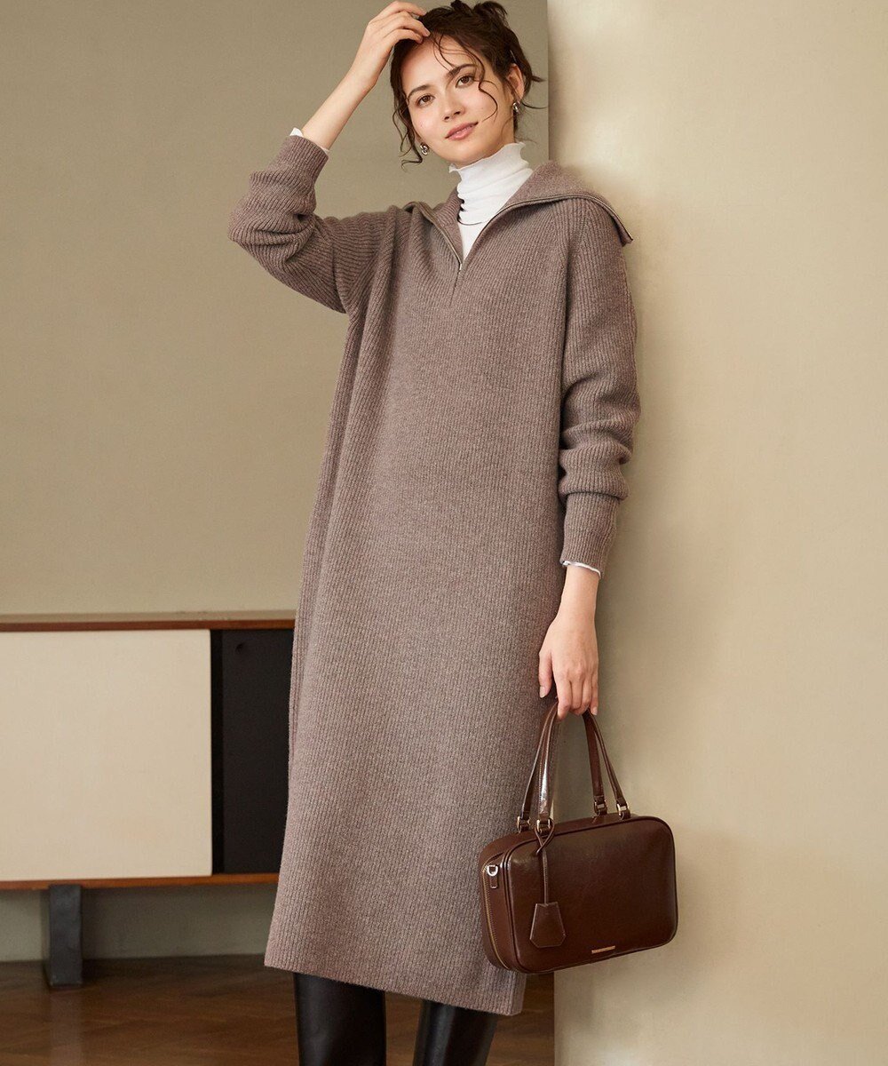 【23区/NIJYUSANKU】の【SLOW/一部店舗限定】ソフトウール ニット ワンピース インテリア・キッズ・メンズ・レディースファッション・服の通販 founy(ファニー)  ファッション Fashion レディースファッション Fashion for Women ワンピース Dresses ニットワンピース Knit Dresses イタリア Italy インナー Innerwear エレガント 上品 Elegant 畦 Ribbed Knit ストール Stole, Wrap タートルネック Turtleneck, High Neck なめらか Smooth, Silky Texture フロント Front, Front Design ボーダー Border, Stripe ミックス Mix, Mixed Style 冬 Winter / This Winter A/W・秋冬 Autumn/Winter 新作・新入荷 New Arrivals / New In おすすめ Recommended / Our Picks 2025年 2025 2025-2026秋冬・A/W Autumn/Winter 2025–26 AW25–26 ブラウン系|ID: prp329100004748693 ipo3291000000034338415