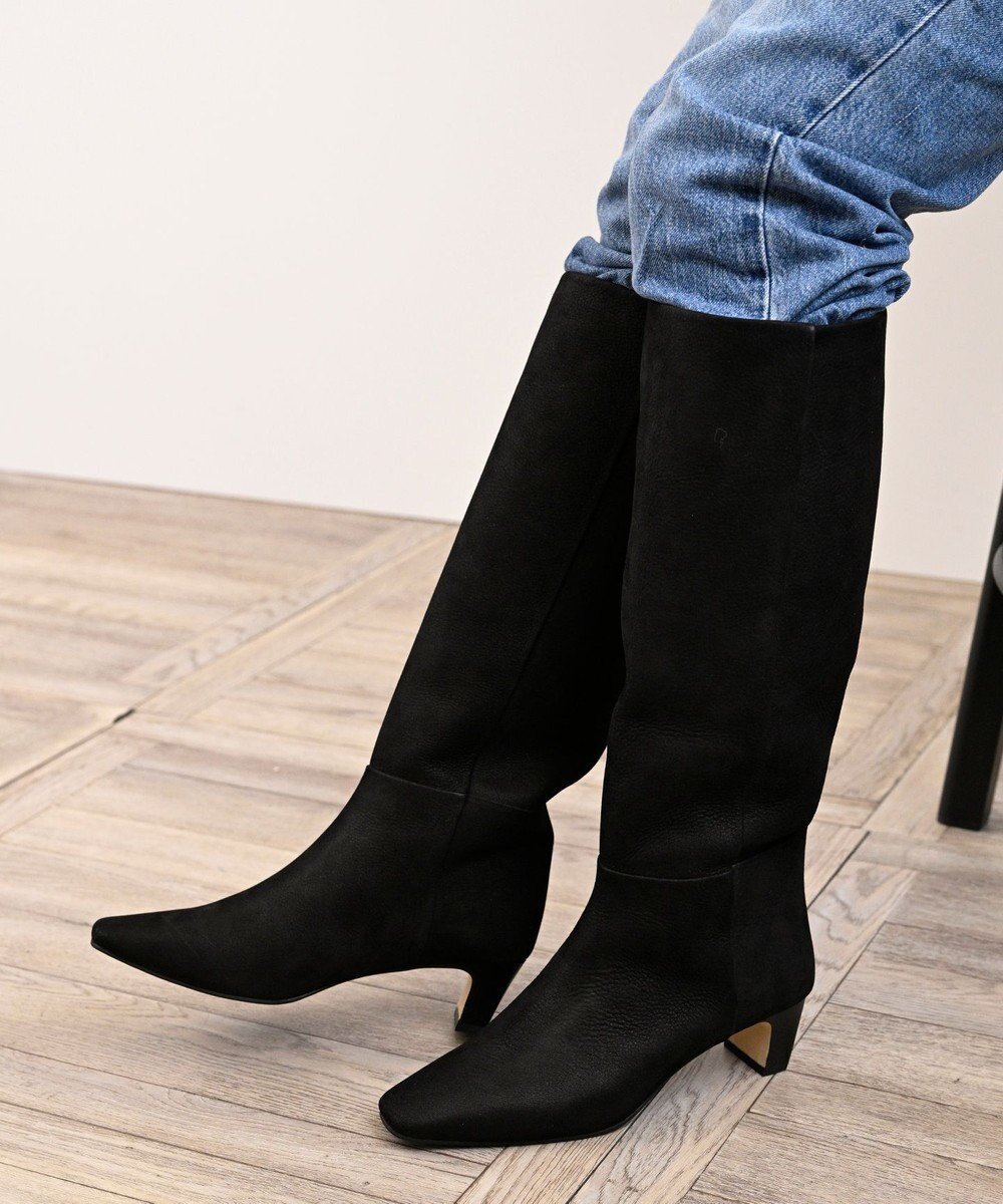 【アポム/APOM】のイタリアンカーフ スクエアトゥワイドシャフトロングブーツ45 インテリア・キッズ・メンズ・レディースファッション・服の通販 founy(ファニー) ファッション Fashion レディースファッション Fashion for Women インソール Shoe Insole シューズ Shoes, Footwear スクエア Square, Square Shape 定番 Standard, Basic Item フォルム Silhouette, Form ライニング Inner Lining, Inner Fabric, Lined ロング Long, Long-Length A/W・秋冬 Autumn/Winter エレガント 上品 Elegant ブラックヌバック|ID: prp329100004748700 ipo3291000000034474696