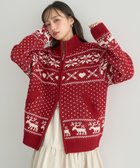 【アースミュージックアンドエコロジー/earth music&ecology】のダブルzipノルディックカウチンニットカーディガン レッド|ID: prp329100004748707 ipo3291000000034338474