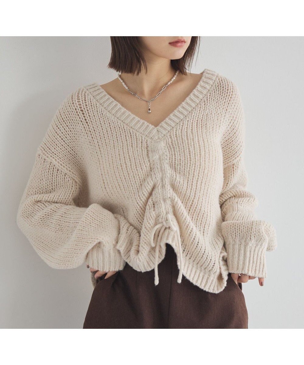 【アースミュージックアンドエコロジー/earth music&ecology】のフロントシャーリングニットプルオーバー インテリア・キッズ・メンズ・レディースファッション・服の通販 founy(ファニー) ファッション Fashion レディースファッション Fashion for Women トップス・カットソー Cut & Sew Tops ニット Knit Tops & Sweaters カジュアルプルオーバー・ニットトップス Pullovers & Knit Tops / Casual Pullovers おすすめ Recommended / Our Picks シャーリング Shirring, Ruched セーター Sweater, Knitwear フロント Front, Front Design ヘムライン Hemline, Bottom Cut ポケット Pocket, Pocket Detail A/W・秋冬 Autumn/Winter アイボリー|ID: prp329100004748716 ipo3291000000034496408