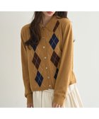 【アースミュージックアンドエコロジー/earth music&ecology】の襟付きアーガイルニットカーディガン キャメル|ID: prp329100004748718 ipo3291000000034338512