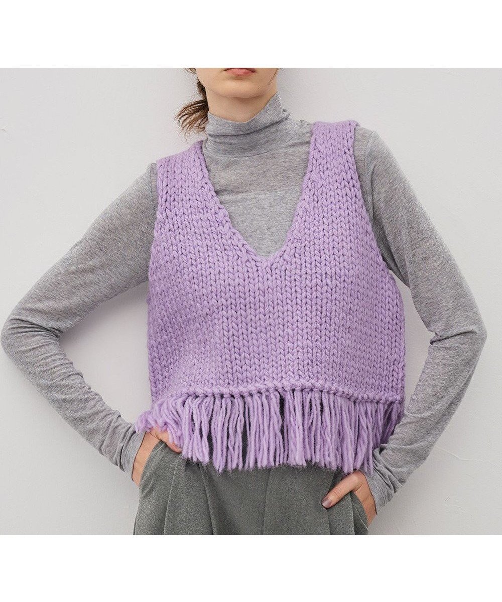 【アンクレイヴ/uncrave】のハンドニット ジレ インテリア・キッズ・メンズ・レディースファッション・服の通販 founy(ファニー)  ファッション Fashion レディースファッション Fashion for Women アウター Coat / Outerwear Collection トップス・カットソー Cut & Sew Tops ニット Knit Tops & Sweaters ベスト&ジレ / 重ね着スタイル Vests & Gilets インナー Innerwear カーディガン Cardigan, Knitwear コンパクト Compact, Small Size セーター Sweater, Knitwear タートル Turtleneck, Turtle Collar 手編み Hand-Knitted, Handmade Knit ハンド Hand, Handmade フリンジ Fringe, Tassel A/W・秋冬 Autumn/Winter 新作・新入荷 New Arrivals / New In ラベンダー|ID: prp329100004748729 ipo3291000000034338571