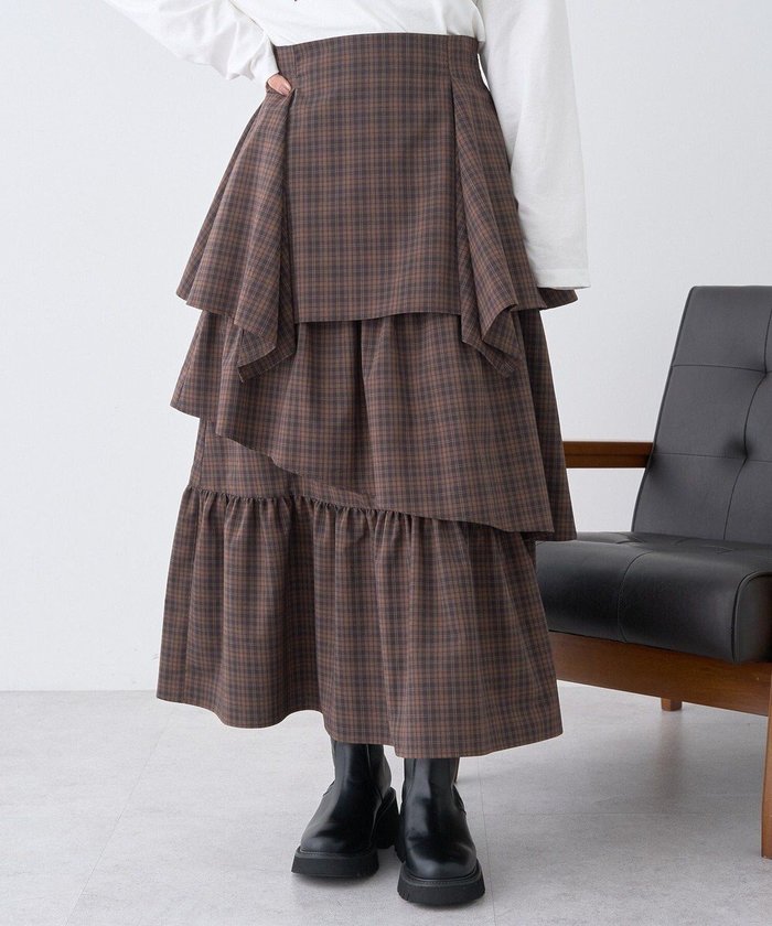 【アースミュージックアンドエコロジー/earth music&ecology】のハイウエストランダムティアードチェックスカート インテリア・キッズ・メンズ・レディースファッション・服の通販 founy(ファニー) https://founy.com/ ファッション Fashion レディースファッション Fashion for Women スカート Skirts ギャザー Gathered, Ruffled ジャケット Jacket, Outerwear チェック Check, Plaid, Tartan ポケット Pocket, Pocket Detail ランダム Random, Irregular A/W・秋冬 Autumn/Winter |ID: prp329100004748754 ipo3291000000034338670