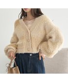 【アースミュージックアンドエコロジー/earth music&ecology】のポンポンヤーンミックスインターシャカーディガン Light Beige|ID: prp329100004748755 ipo3291000000034338675