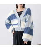 【アースミュージックアンドエコロジー/earth music&ecology】のポンポンヤーンミックスインターシャカーディガン Blue|ID: prp329100004748755 ipo3291000000034338676