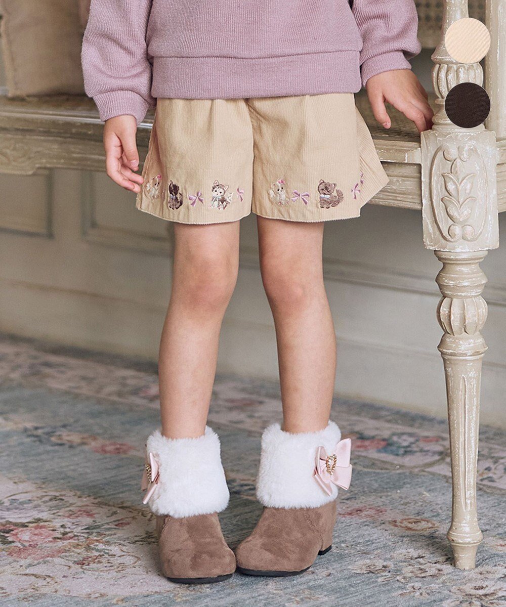 【エニィ/ANY / KIDS】のネコ刺繍 コーデュロイ ショートパンツ インテリア・キッズ・メンズ・レディースファッション・服の通販 founy(ファニー) ファッション Fashion キッズファッション Fashion for Kids ボトムス Bottoms コーデュロイ Corduroy, Cord Fabric ショート Short, Short Length タイツ Tights, Legwear ネコ Cat, Feline Motif ポケット Pocket, Pocket Detail リボン Ribbon, Bow ロング Long, Long-Length 冬 Winter / This Winter 秋 Autumn A/W・秋冬 Autumn/Winter ベージュ|ID: prp329100004750231 ipo3291000000034675314