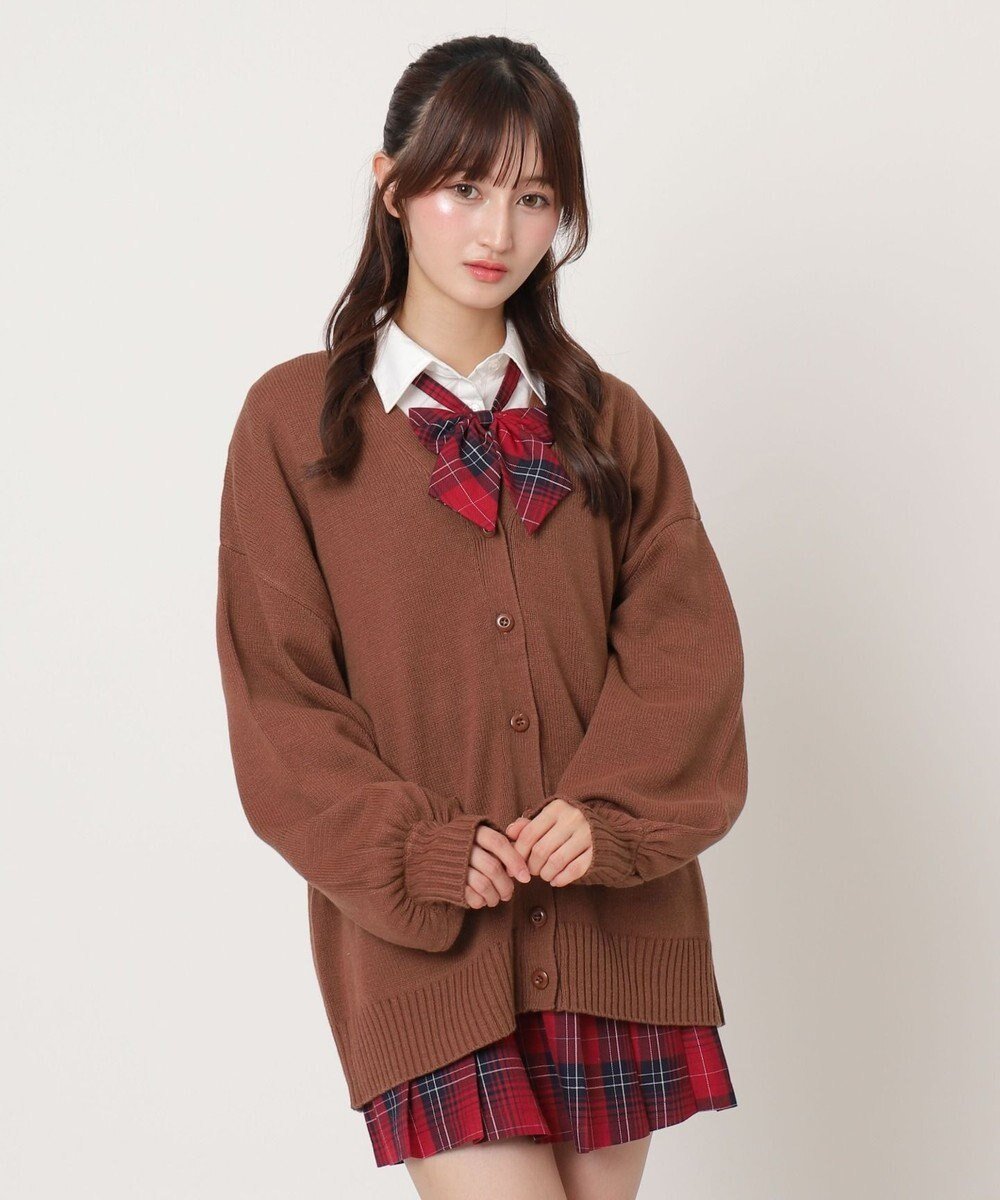 【ウィゴー/WEGO】の【SCHOOLITEM】ニットカーディガン インテリア・キッズ・メンズ・レディースファッション・服の通販 founy(ファニー) 　ファッション　Fashion　レディースファッション　Fashion for Women　トップス・カットソー　Cut & Sew Tops　ニット　Knit Tops & Sweaters　カーディガン・羽織り　Layered Style Cardigans　カーディガン　Cardigan, Knitwear　シンプル　Simple, Minimal　スマホ　Smartphone, Mobile Device　A/W・秋冬　Autumn/Winter　ブラウンその他|ID: prp329100004750233 ipo3291000000034347644