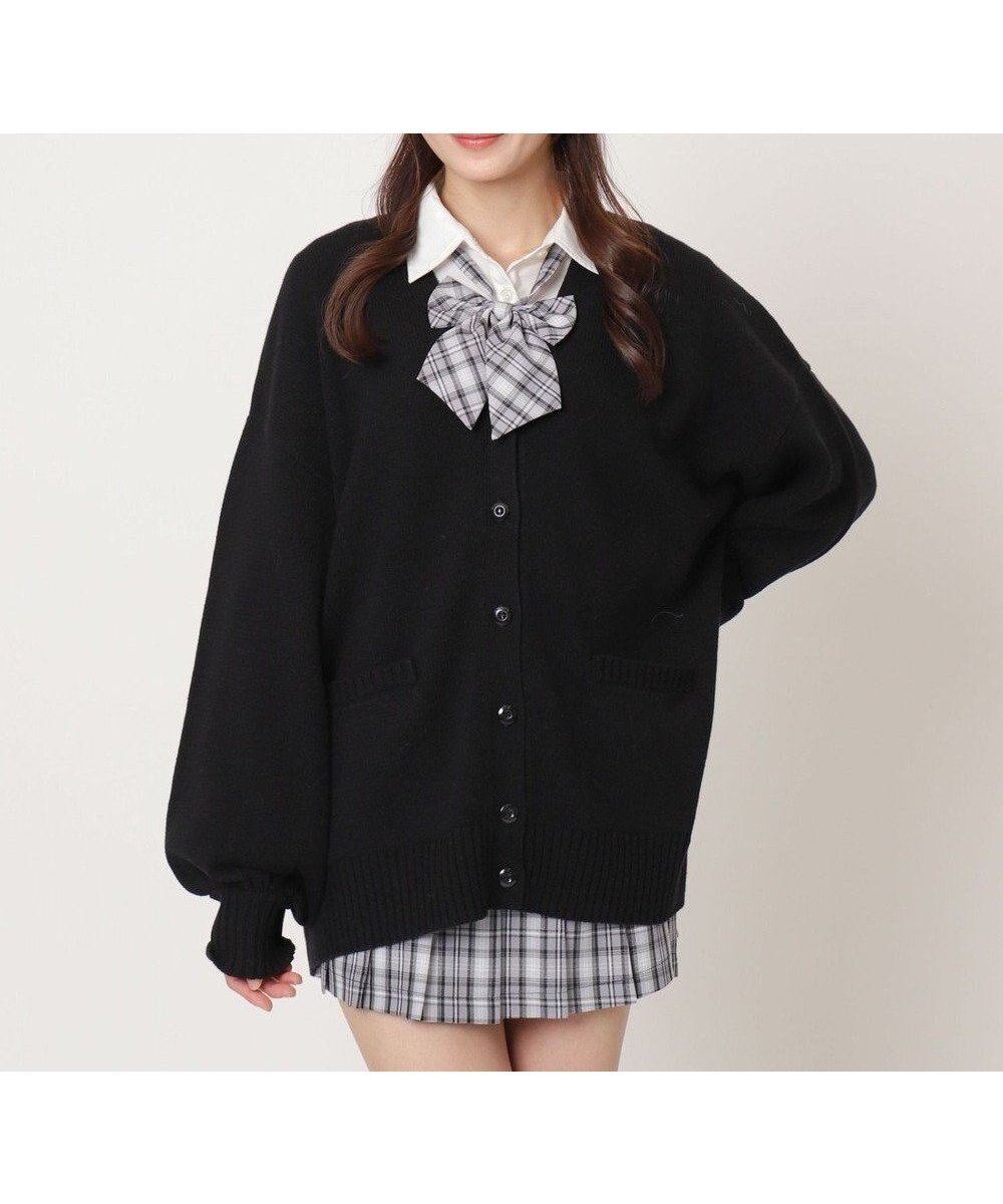 【ウィゴー/WEGO】の【SCHOOLITEM】ニットカーディガン インテリア・キッズ・メンズ・レディースファッション・服の通販 founy(ファニー) 　ファッション　Fashion　レディースファッション　Fashion for Women　トップス・カットソー　Cut & Sew Tops　ニット　Knit Tops & Sweaters　カーディガン・羽織り　Layered Style Cardigans　カーディガン　Cardigan, Knitwear　シンプル　Simple, Minimal　スマホ　Smartphone, Mobile Device　A/W・秋冬　Autumn/Winter　ブラック|ID: prp329100004750233 ipo3291000000034347650