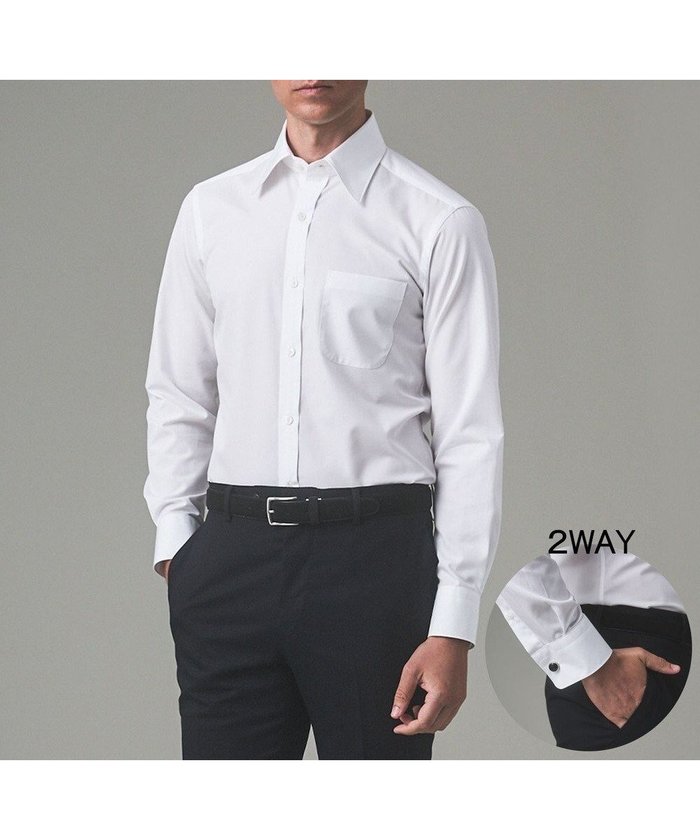 【五大陸/gotairiku / MEN】の【形態安定/コンバーチブルカフス仕様】PREMIUMPLEATS_レギュラーカラー 通年ドレスシャツ インテリア・キッズ・メンズ・レディースファッション・服の通販 founy(ファニー) https://founy.com/ ファッション Fashion メンズファッション Fashion for Men トップス・カットソー Cut & Sew Tops メンズシャツ Shirts 洗える Machine Washable スーピマ Supima, Premium Cotton ドレス Dress, One-Piece 定番 Standard, Basic Item フォーマル Formal, Dressy レギュラー Regular, Standard Fit A/W・秋冬 Autumn/Winter S/S・春夏 SS, Spring/Summer, Warm Season 夏 Summer |ID: prp329100004750242 ipo3291000000034347721