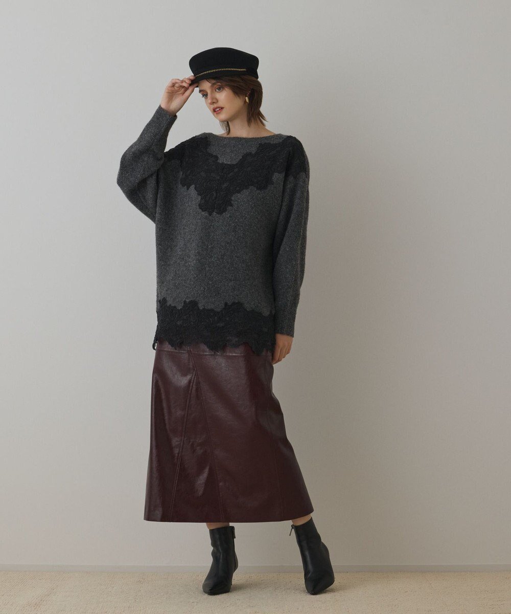 【グレース コンチネンタル/GRACE CONTINENTAL】のレースドルマンニットトップ インテリア・キッズ・メンズ・レディースファッション・服の通販 founy(ファニー) ファッション Fashion レディースファッション Fashion for Women トップス・カットソー Cut & Sew Tops ニット Knit Tops & Sweaters 新作・新入荷 New Arrivals / New In セーター Sweater, Knitwear デコルテ Décolleté, Neckline モノトーン Monotone, Black and White リュクス Luxury, Elegant, High-End, Chic リラックス Relax, Relaxed Fit レース Lace, Lace Fabric 定番 Standard, Basic Item A/W・秋冬 Autumn/Winter チャコール|ID: prp329100004750270 ipo3291000000034347978