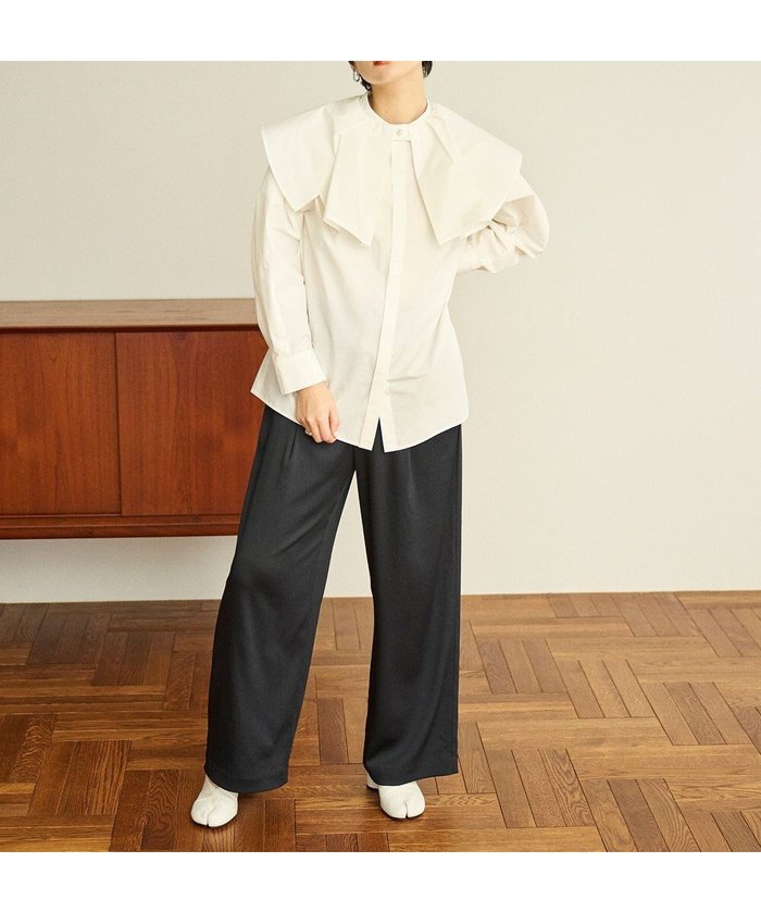 【ハッシュニュアンス/#Newans】の【セレモニーにも】2wayタックフレアカラーブラウス インテリア・キッズ・メンズ・レディースファッション・服の通販 founy(ファニー) https://founy.com/ ファッション Fashion レディースファッション Fashion for Women トップス・カットソー Cut & Sew Tops シャツ・ブラウス・オフィスカジュアル Elegant Blouses & Button-Ups アクセサリー Fashion Accessories シンプル Simple, Minimal セレモニー Ceremony パール Pearl, Pearl Accent フレア Flare, Flared エレガント 上品 Elegant 洗える Machine Washable A/W・秋冬 Autumn/Winter |ID: prp329100004750279 ipo3291000000034348132