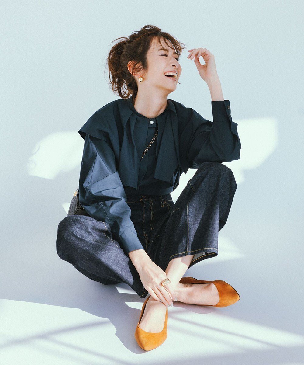 【ハッシュニュアンス/#Newans】の【セレモニーにも】2wayタックフレアカラーブラウス インテリア・キッズ・メンズ・レディースファッション・服の通販 founy(ファニー) ファッション Fashion レディースファッション Fashion for Women トップス・カットソー Cut & Sew Tops シャツ・ブラウス・オフィスカジュアル Elegant Blouses & Button-Ups アクセサリー Fashion Accessories シンプル Simple, Minimal セレモニー Ceremony パール Pearl, Pearl Accent フレア Flare, Flared エレガント 上品 Elegant 洗える Machine Washable A/W・秋冬 Autumn/Winter ネイビー|ID: prp329100004750279 ipo3291000000034348134