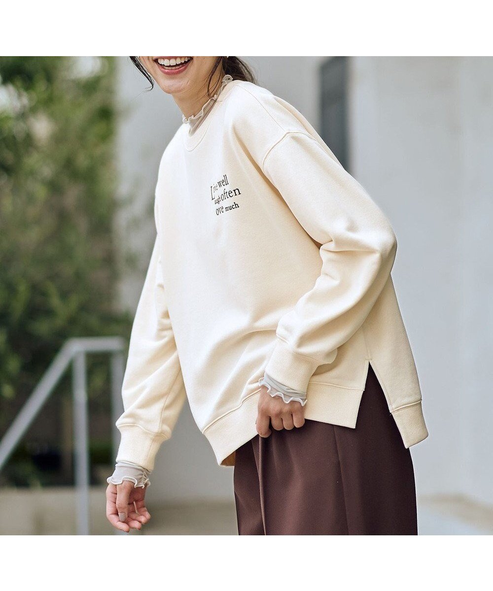 【エニー/ANY】のロゴスウェット インテリア・キッズ・メンズ・レディースファッション・服の通販 founy(ファニー) ファッション Fashion レディースファッション Fashion for Women トップス・カットソー Cut & Sew Tops レディースパーカー・カジュアルフーディー Casual Hoodies & Sweatshirts スウェット・クルーネックトップス Sweatshirts & Crewnecks / Relaxed Fit Sweat Tops 洗える Machine Washable 吸水 Absorbent, Quick-Dry シンプル Simple, Minimal スウェット / スエット Sweatshirt, Sweatwear スラックス Slacks, Dress Pants デニム Denim, Jeans Material ロング Long, Long-Length A/W・秋冬 Autumn/Winter おすすめ Recommended / Our Picks エクリュ|ID: prp329100004750296 ipo3291000000034545135