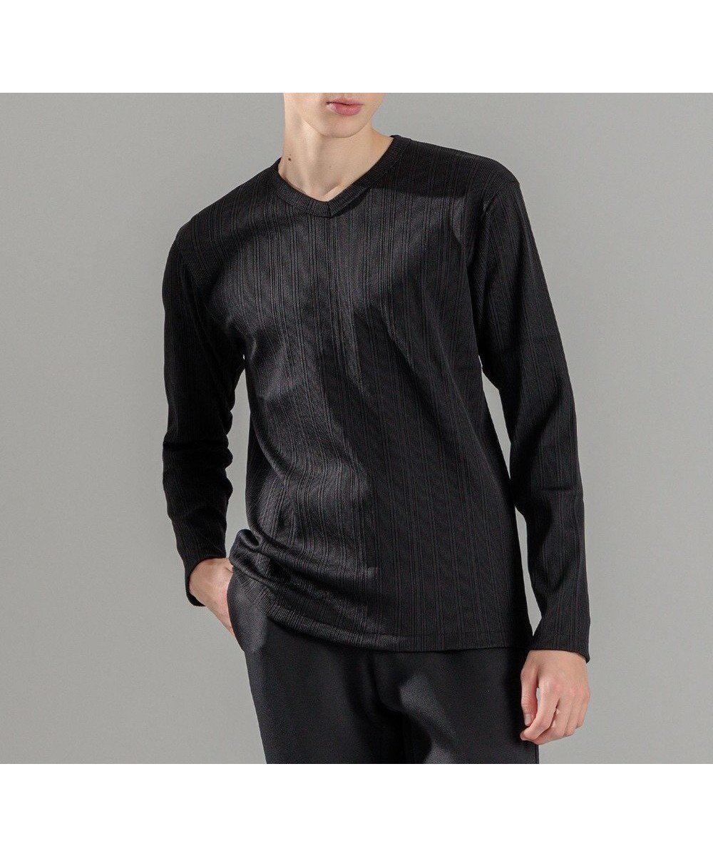 【ジョゼフ オム/JOSEPH HOMME / MEN】のテックリブジャージー Vネックカットソー インテリア・キッズ・メンズ・レディースファッション・服の通販 founy(ファニー) 　ファッション　Fashion　メンズファッション　Fashion for Men　トップス・カットソー　Cut & Sew Tops　メンズシャツ　Shirts　カットソー　Cut and Sewn Top　ジャケット　Jacket, Outerwear　ベーシック　Basic, Essential　レギュラー　Regular, Standard Fit　エレガント 上品　Elegant　夏　Summer　春　Spring　S/S・春夏　SS, Spring/Summer, Warm Season　無地　Plain, Solid Color　長袖　Long Sleeve, Full Sleeve　ブラック系|ID: prp329100004751238 ipo3291000000034355039